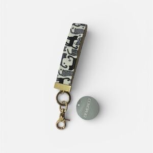 Black and White Cat Keychain with Gold Accents